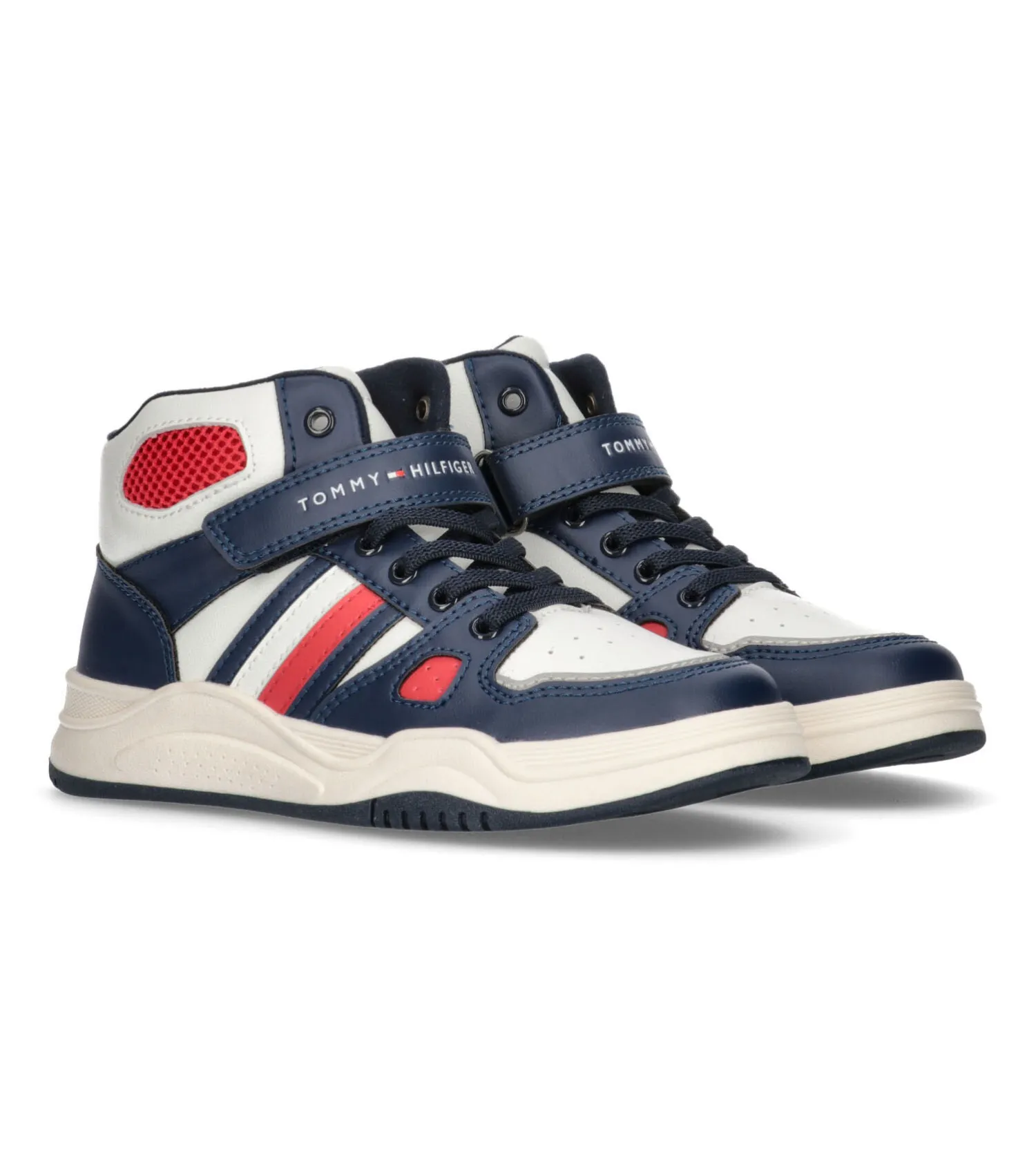 | - Sneakers Boys Blue/Off Stripes HILFIGER up/Velcro White/Red High TOMMY Top Choice+Attitude Lace