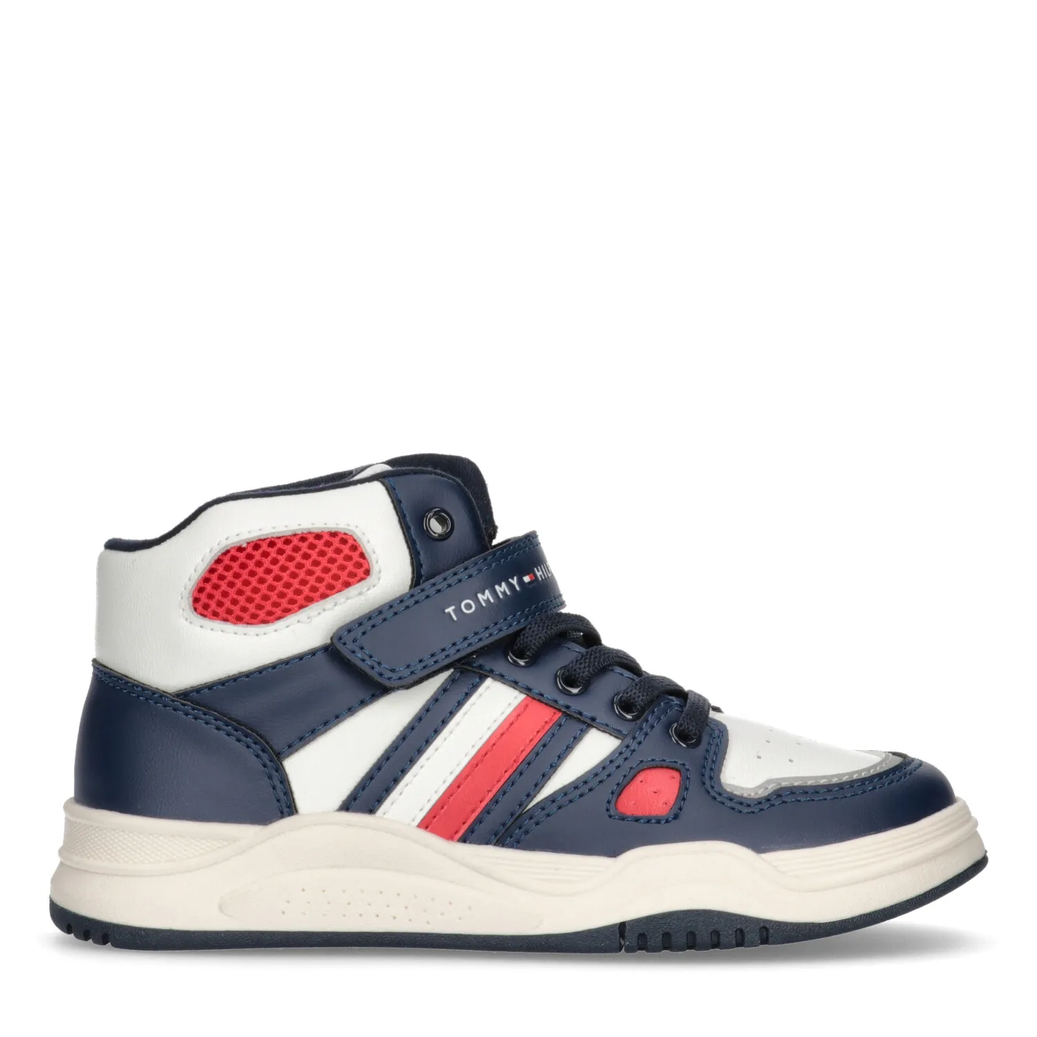 TOMMY | Stripes Lace Top White/Red up/Velcro Boys Blue/Off - Choice+Attitude High HILFIGER Sneakers