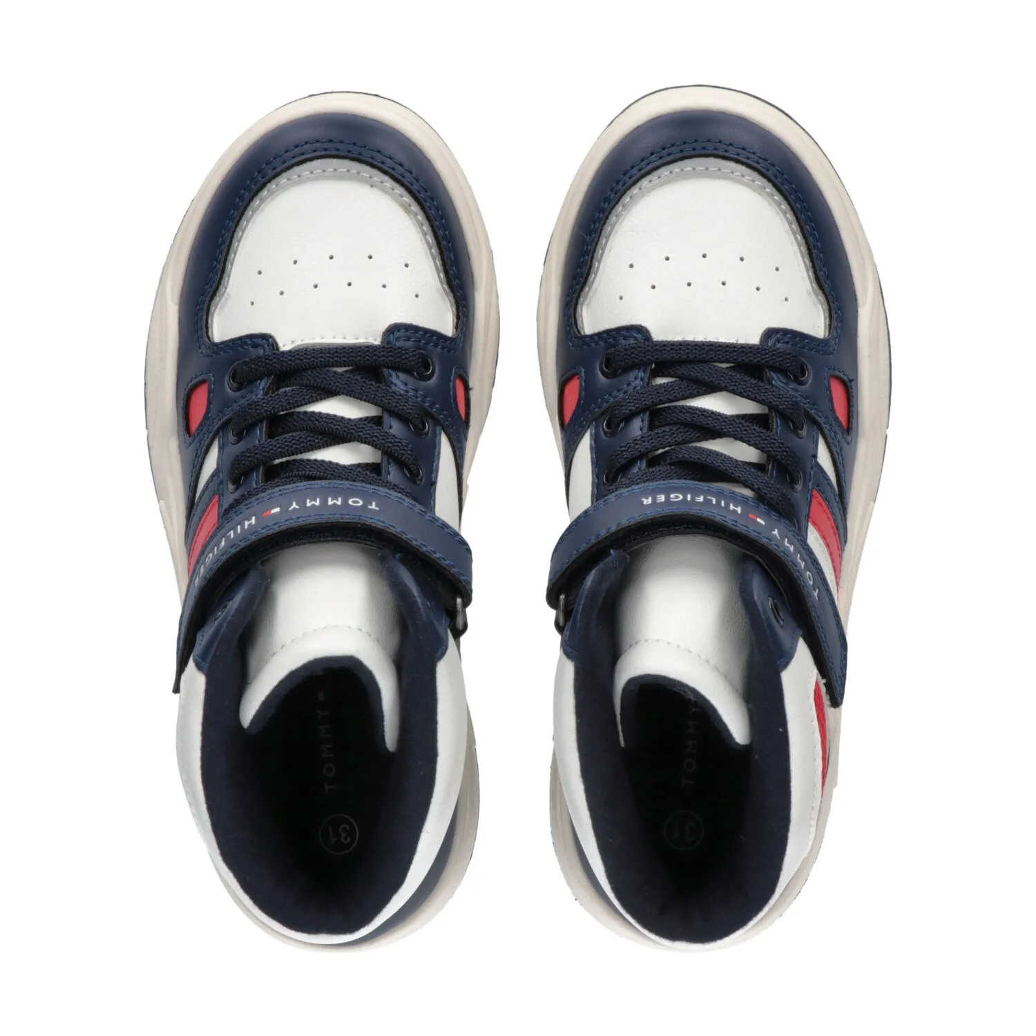 Choice+Attitude up/Velcro Stripes - Sneakers Lace Boys High HILFIGER White/Red TOMMY | Top Blue/Off