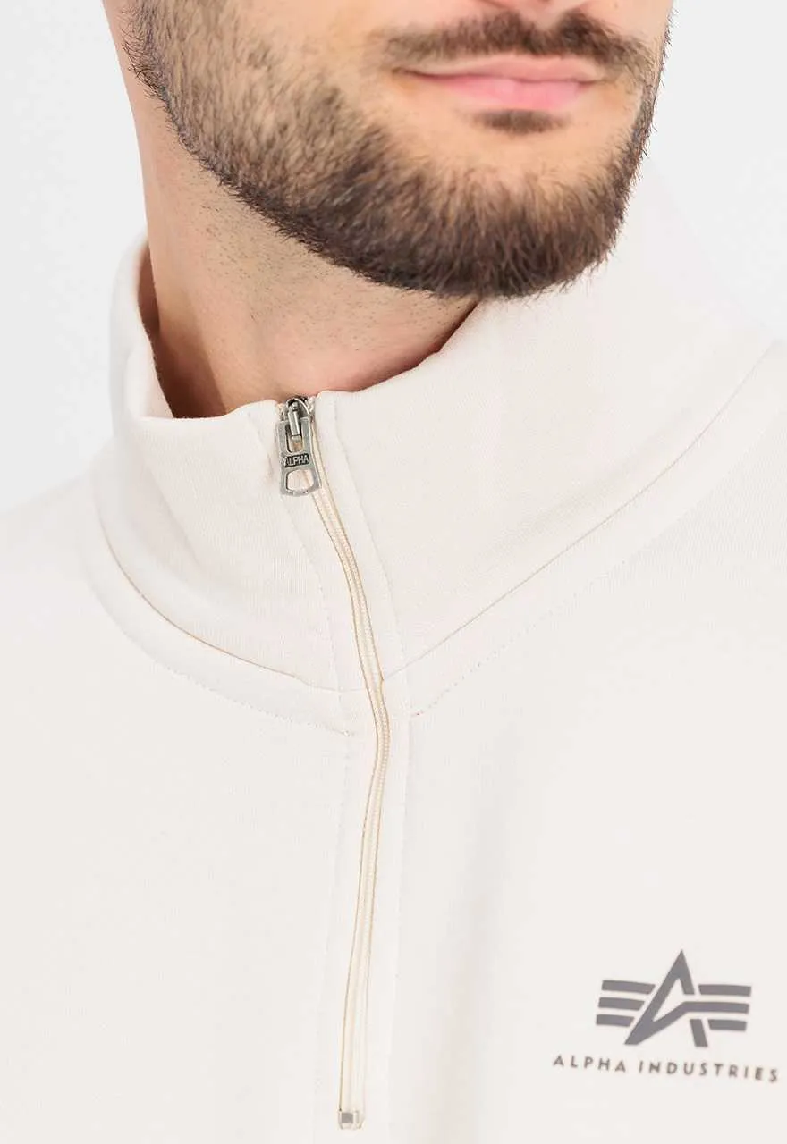 ALPHA INDUSTRIES Half Zip Small Sweater Choice+Attitude Jet | - Logo White Stream