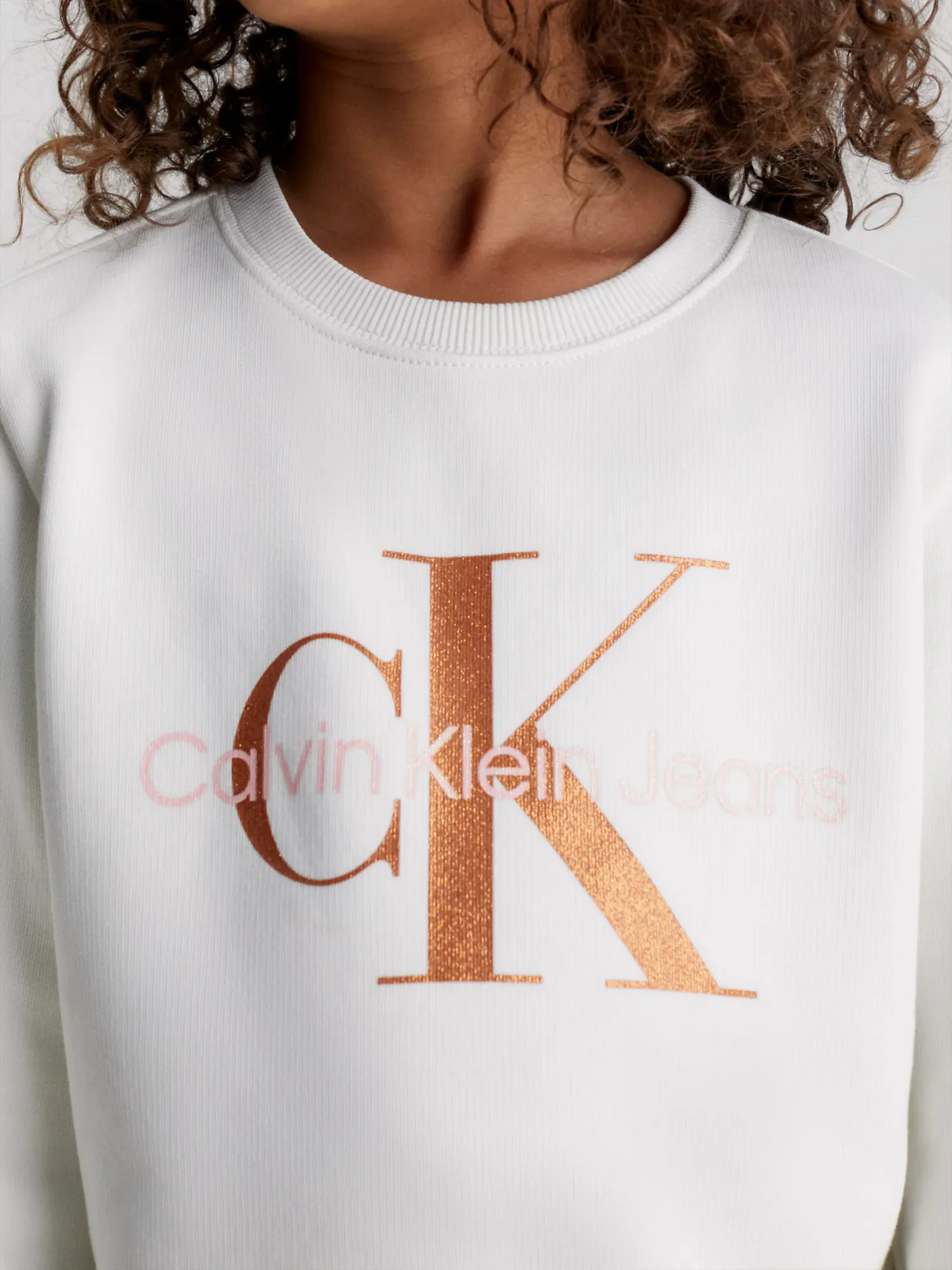 CALVIN KLEIN Choice+Attitude Girls Monogram Sweatshirt Ivory CN | JEANS Bronze 