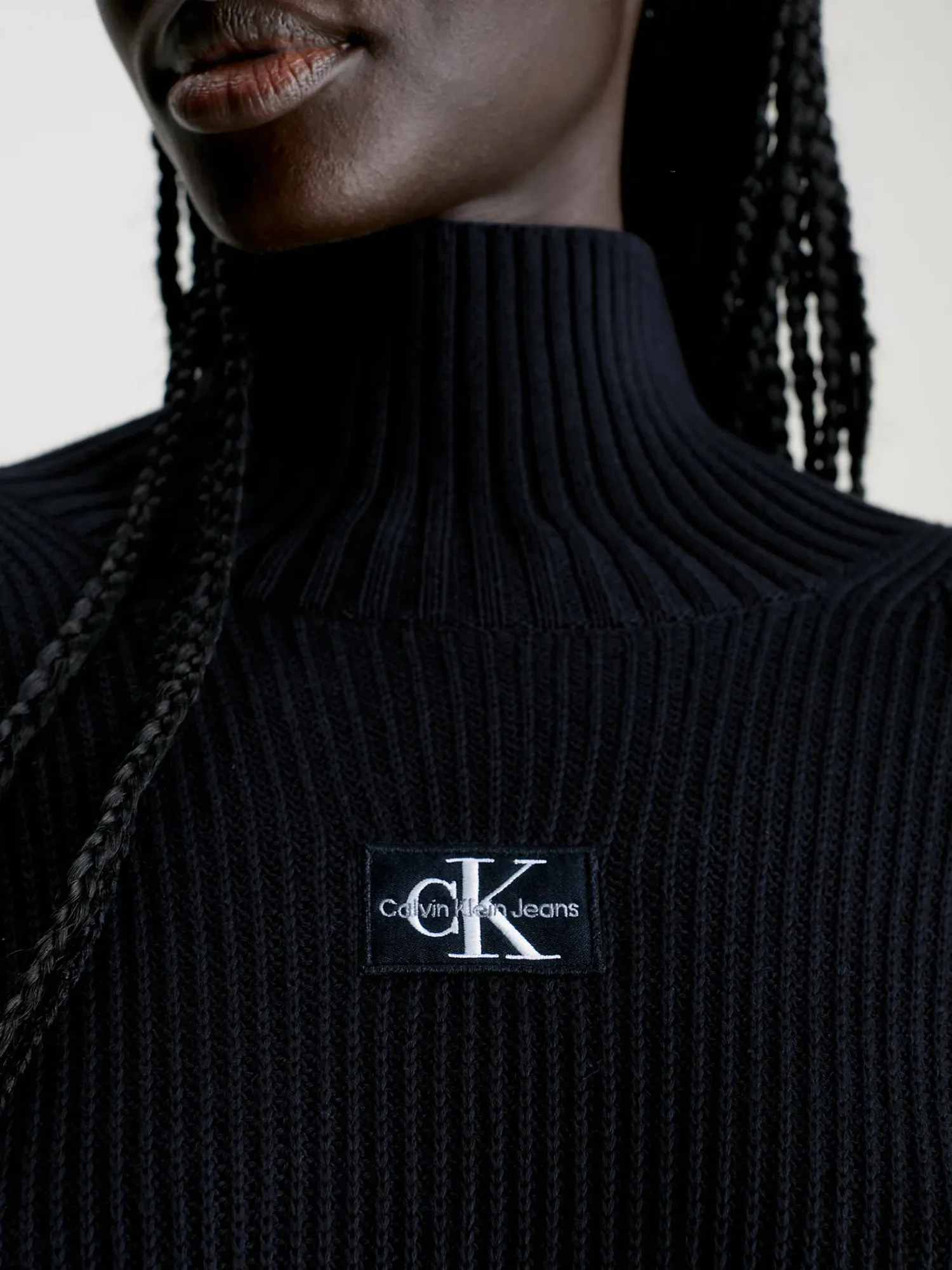 CALVIN KLEIN JEANS Woven Label Loose Sweater Dress - CK Black |  Choice+Attitude