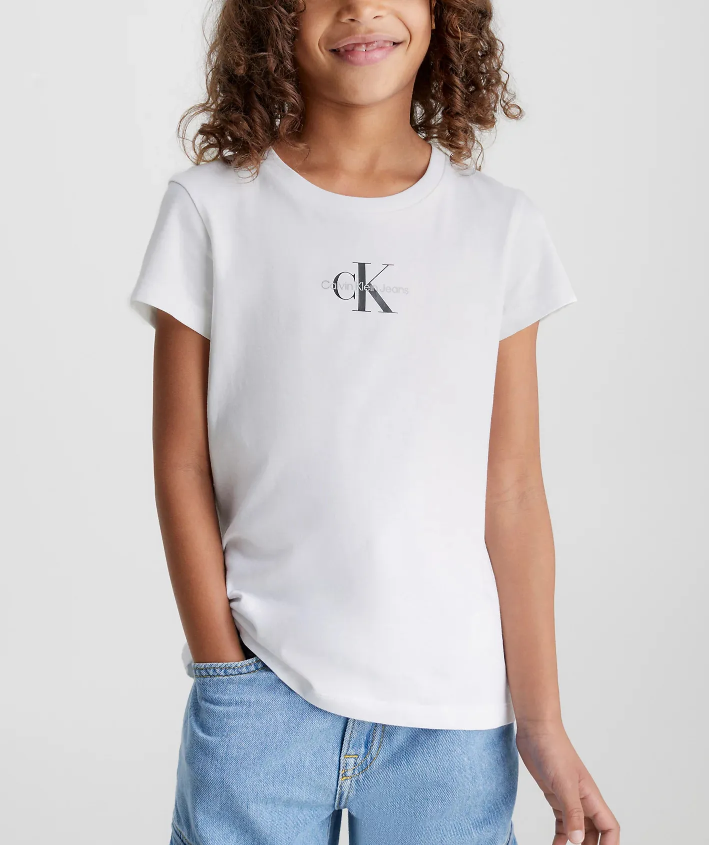 CALVIN KLEIN JEANS Girls Micro | T-Shirt White Bright - Monogram Slim Choice+Attitude