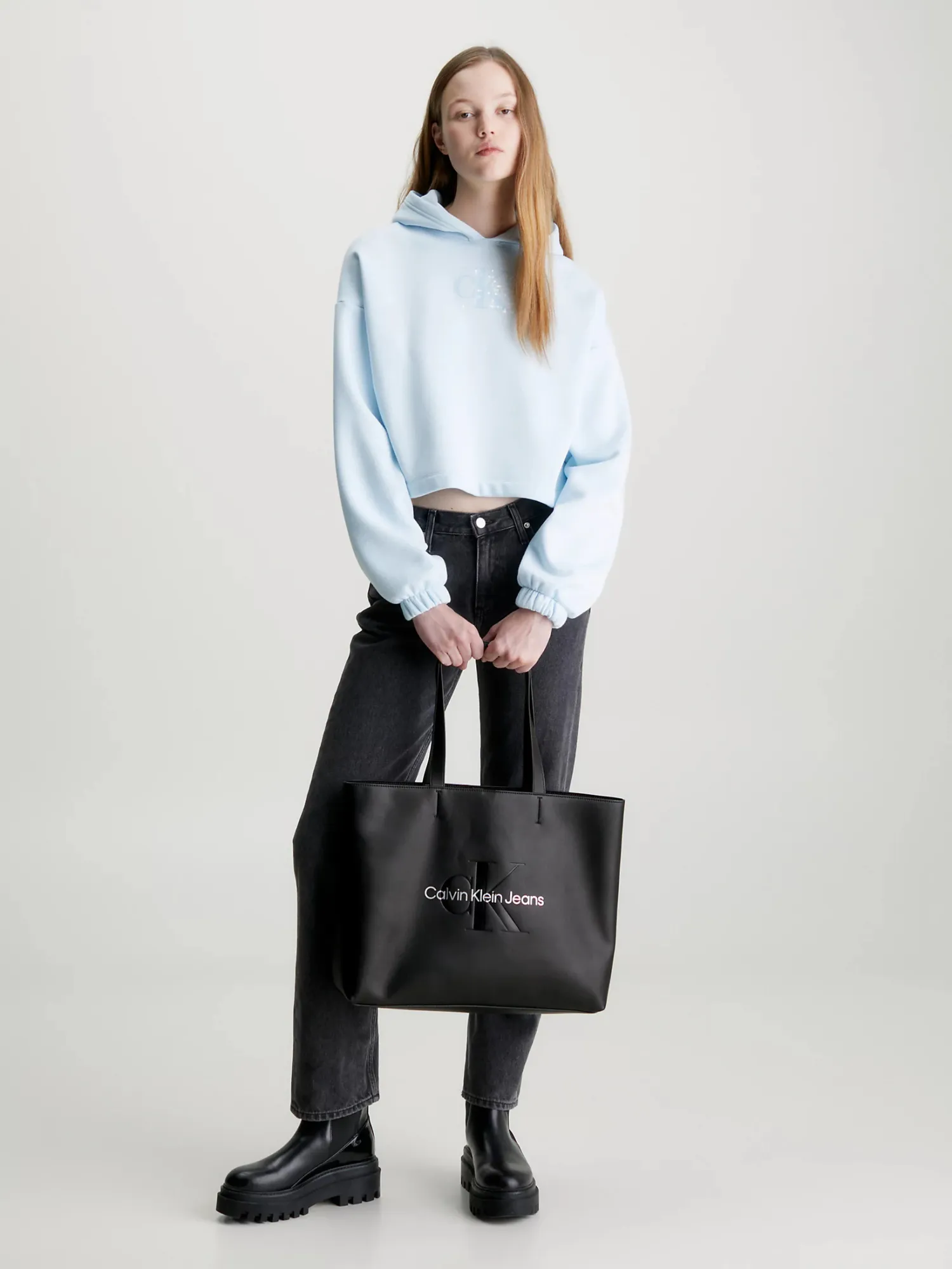 Calvin Klein Jeans Faux Leather Sculpted Monogram Slim Tote Bag • Price »