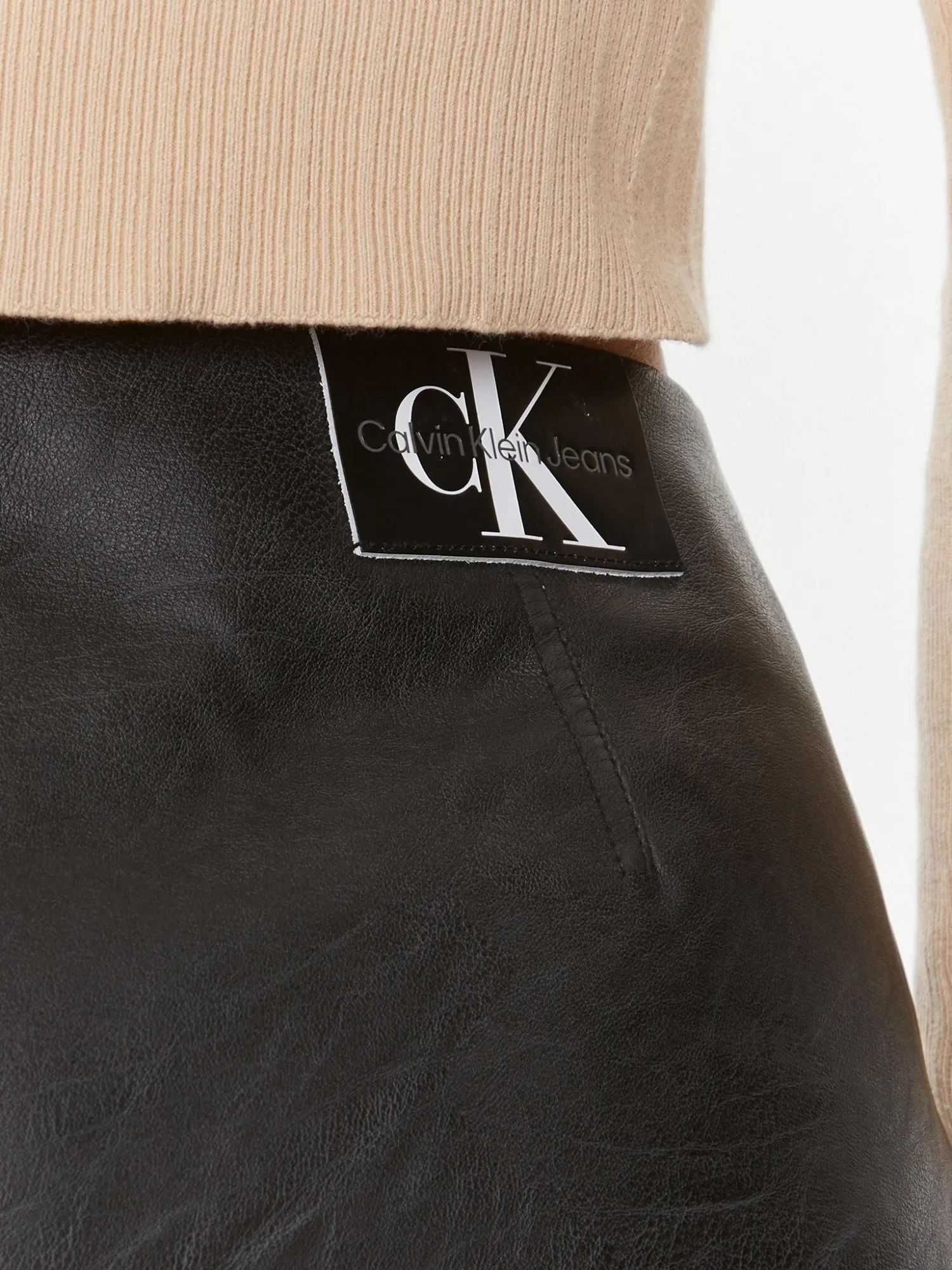 KLEIN JEANS Choice+Attitude Faux Black CALVIN Leather CK - | Skirt