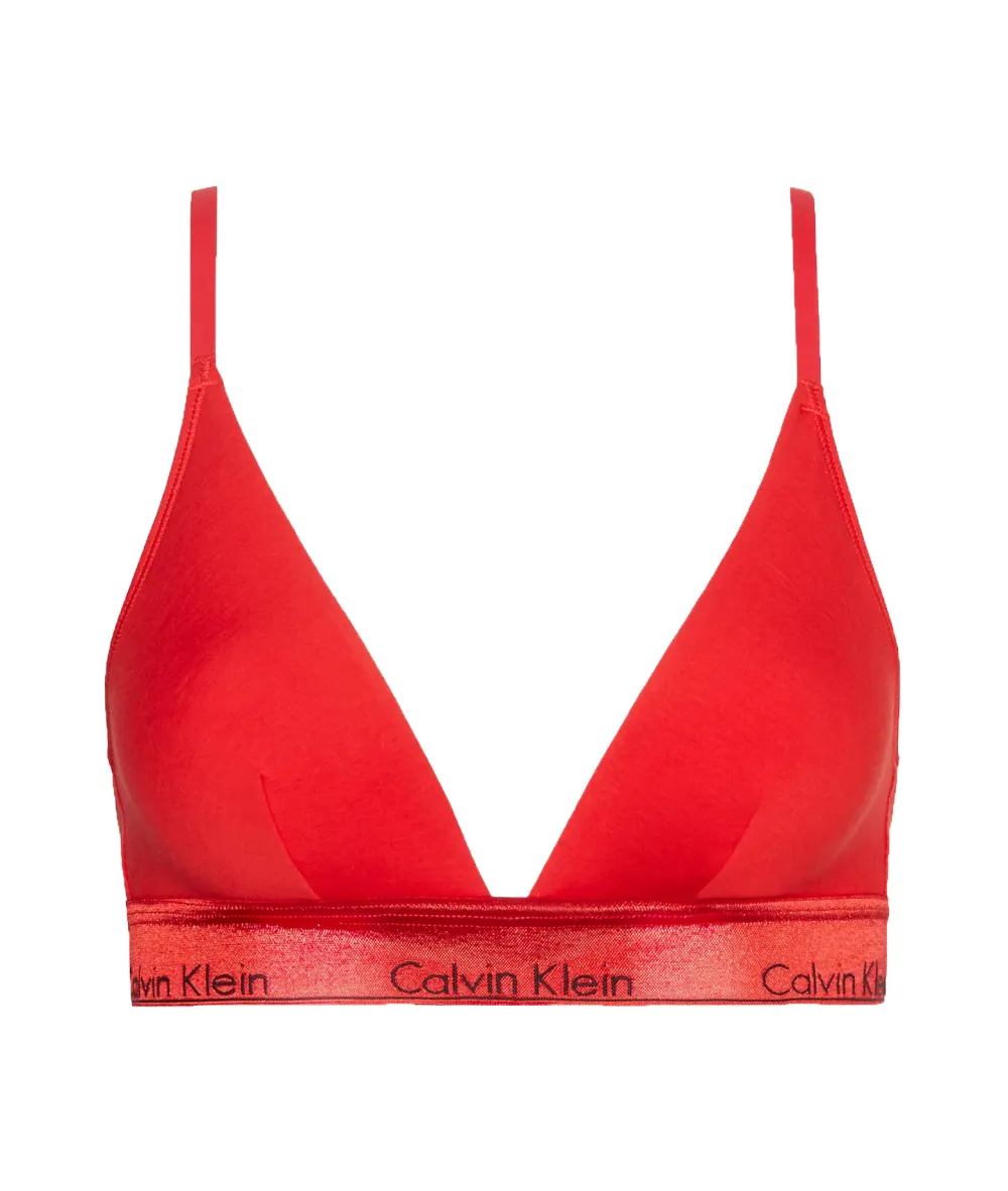 Calvin Klein Underwear Embossed Icon Light Lined Triangle Bralette Red  Carpet Women's
